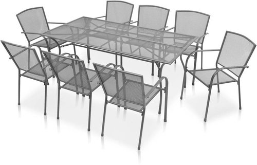 9-piece garden dining set steel anthracite 46630 46630 - Garden Furniture - Main image