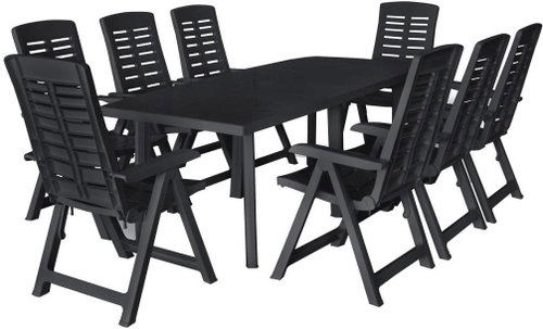 9-piece garden dining set plastic anthracite 276181 276181 - Garden Furniture - Main image