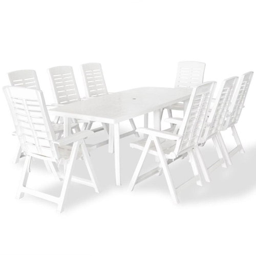 9-piece garden dining set plastic white 275076 275076 - Garden Furniture - Main image
