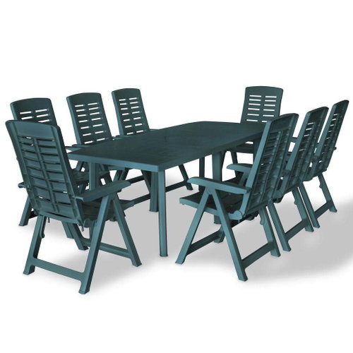 9-piece garden dining set plastic green 275081 275081 - Garden Furniture - Main image