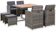 9-piece garden dining set polyrattan and acacia anthracite 46369 46369 - Garden Furniture