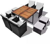 9-piece garden dining set polyrattan and acacia wood black 42530 42530 - Garden Furniture