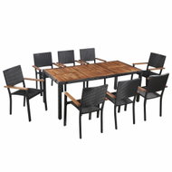 9-piece garden dining set polyratan and acacia wood black 43936 43936 - Garden Furniture