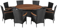 9-piece Garden Dining Set Polyratan and Acacia Wood Black 43947 43947 - Garden Furniture