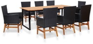 9-Piece Garden Dining Set Polyrattan and Acacia Wood Black 46008 46008 - Garden Furniture