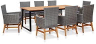 9-Piece Garden Dining Set Polyrattan and Acacia Wood Grey 46009 46009 - Garden Furniture