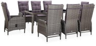 9-piece Garden Dining Set Polyrattan and Tempered Glass, Grey 46217 46217 - Garden Furniture