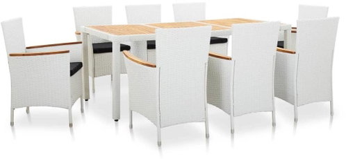 9-piece Garden Dining Set White Polyrattan 45980 45980 - Garden Furniture - Main image