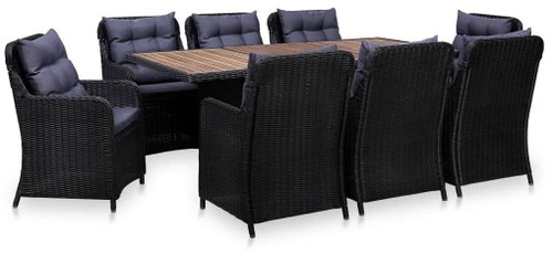 9-piece Garden Dining Set Polyratan Black 3057805 3057805 - Garden Furniture - Main image