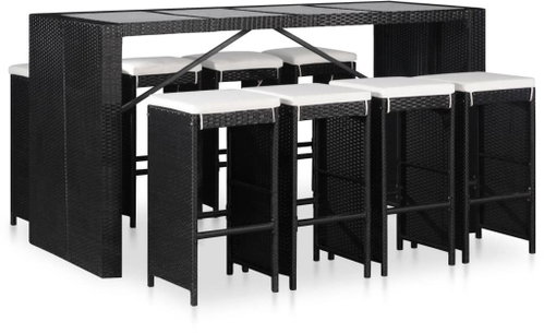 9-piece garden dining set polyratt black 43966 43966 - Garden Furniture - Main image