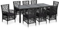 9-Piece Garden Dining Set Polyrattan Black 44086 44086 - Garden Furniture