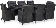 9-Piece Garden Dining Set Polyrattan Black 46545 46545 - Garden Furniture