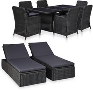 9-piece Garden Dining Set Polyrattan Black 46546 46546 - Garden Furniture
