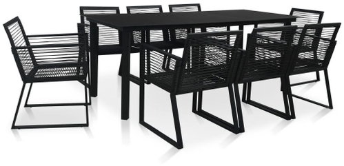 9-piece garden dining set PVC rattan black 48575 48575 - Garden Furniture - Main image