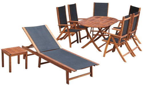 9-piece garden dining set with cushions solid acacia wood 42649 42649 - Garden Furniture - Main image