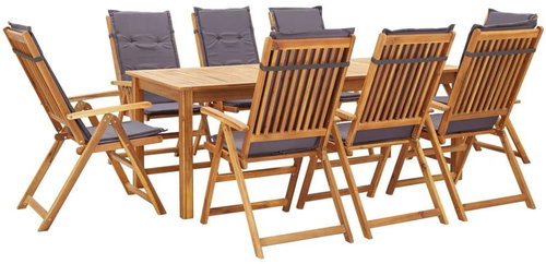 9-piece garden dining set with cushions solid acacia wood 45956 45956 - Garden Furniture - Main image