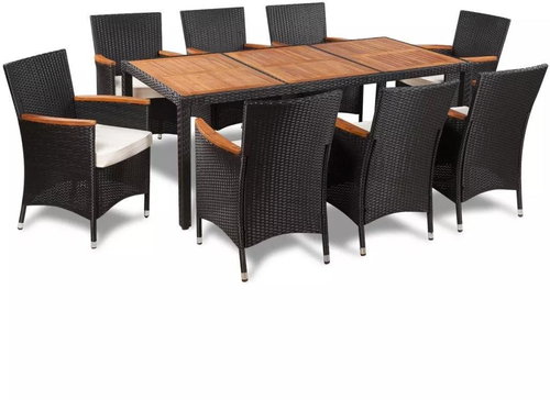 9-piece Garden Dining Set with Cushions Polyrattan 42912 42912 - Garden Furniture - Main image