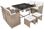 9-piece garden dining set with cushions polyrattan beige 42556 42556 - Garden Furniture