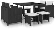 9-piece garden dining set with black polyrattan cushions 42522 42522 - Garden Furniture
