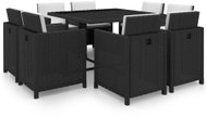 9-piece garden dining set with black polyrattan cushions 42543 42543 - Garden Furniture