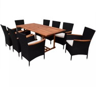 9-piece Garden Dining Set with Black Polyrattan Cushions 42562 42562 - Garden Furniture
