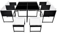 9-piece garden dining set with black polyrattan cushions 42759 42759 - Garden Furniture