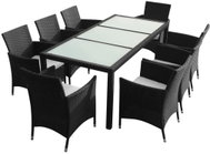 9-piece Garden Dining Set with Black Polyrattan Cushions 43118 43118 - Garden Furniture