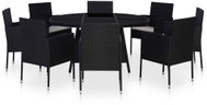 9-piece garden dining set with black polyrattan cushions 43924 43924 - Garden Furniture