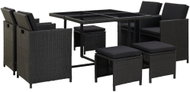 9-piece garden dining set with black polyrattan cushions 46532 46532 - Garden Furniture