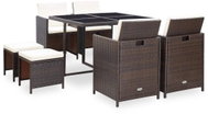 9-piece garden dining set with brown polyrattan cushions 42526 42526 - Garden Furniture