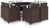 9-piece garden dining set with brown polyrattan cushions 42544 42544 - Garden Furniture