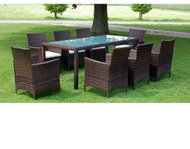 9-Piece Garden Dining Set With Cushions Polyrattan Brown 43117 43117 - Garden Furniture