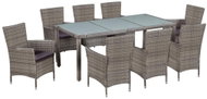 9-piece garden dining set with gray polyrattan cushions 44070 44070 - Garden Furniture
