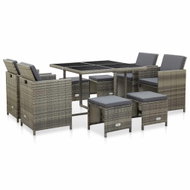 9-piece garden dining set with gray polyrattan cushions 46536 46536 - Garden Furniture