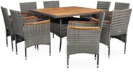 9-piece garden dining set gray polyrattan and acacia wood 46184 46184 - Garden Furniture