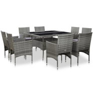 9-piece garden dining set gray polyrattan and glass 46186 46186 - Garden Furniture