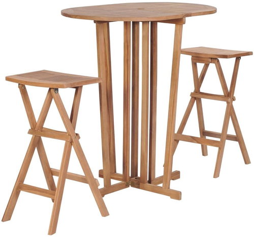 Folding bar set of 3 pieces of solid teak wood 44729 44729 - Garden Furniture - Main image