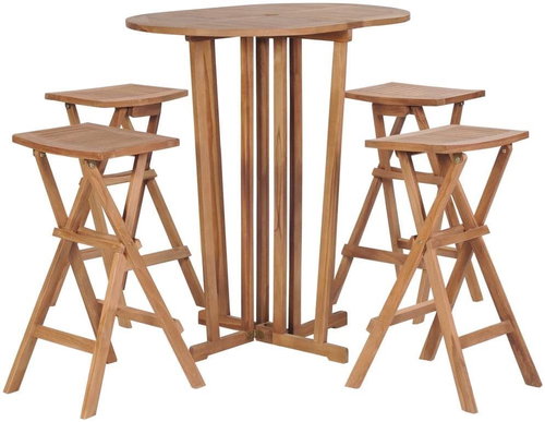 Folding bar set of 5 pieces of solid teak wood 44730 44730 - Garden Furniture - Main image