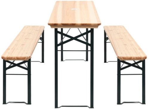 Folding beer table with 2 benches 177 cm pine 42206 42206 - Garden Furniture - Main image