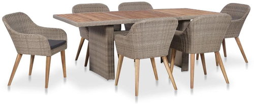 Garden Dining Set With Cushions 7 Pieces Made of Polyrattan 44154 44154 - Garden Furniture - Main image