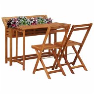 Garden table with box and 2 bistro chairs massive acacia 45910 45910 - Garden Furniture