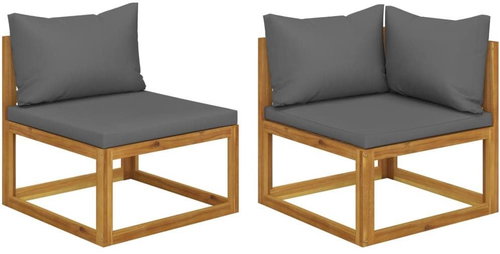 2 - piece sofa with dark gray cushions of solid acacia 311856 311856 - Garden Furniture - Main image