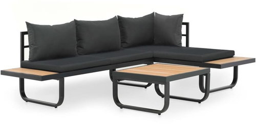 2-piece garden corner sofa with cushions aluminum WPC 44704 44704 - Garden Furniture - Main image