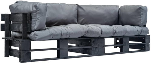 2-piece garden seating set made of gray pine pillows 277418 277418 - Garden Furniture - Main image