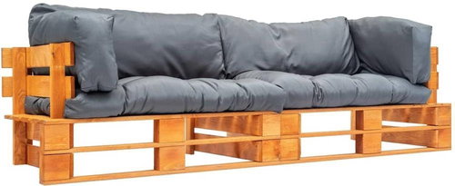 2-piece garden seating set made of gray pine pillows 277451 277451 - Garden Furniture - Main image