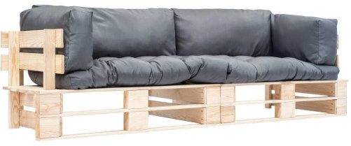 2-piece garden seating set made of gray pine pillows 277484 277484 - Garden Furniture - Main image