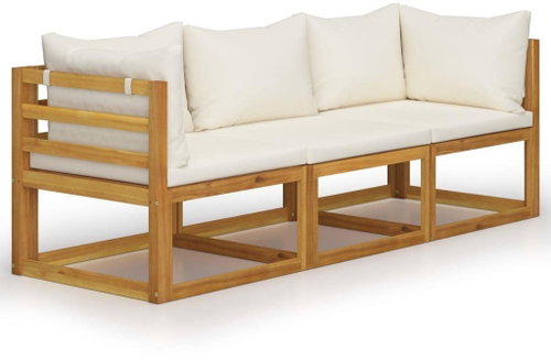 3-piece garden sofa cream cushion solid acacia 3057638 3057638 - Garden Furniture - Main image