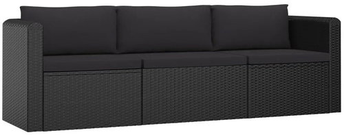 3-piece garden sofa with cushions polyratt black 46557 46557 - Garden Furniture - Main image