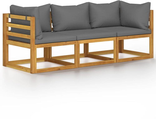 3-piece garden sofa with a massive acacia pillow 3057607 3057607 - Garden Furniture - Main image