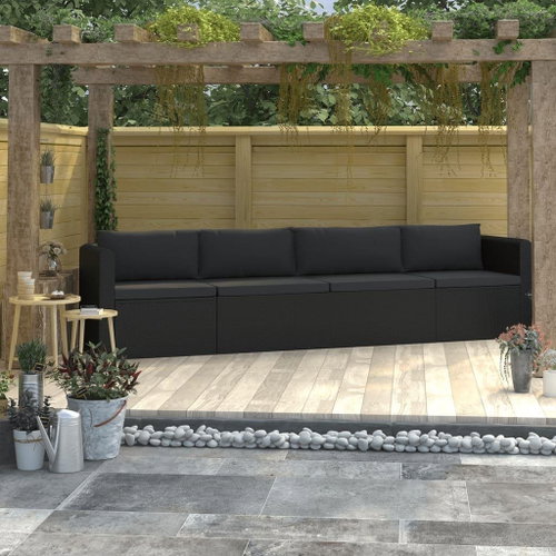 4-piece garden sofa with cushions polyratt black 46558 46558 - Garden Furniture - Main image